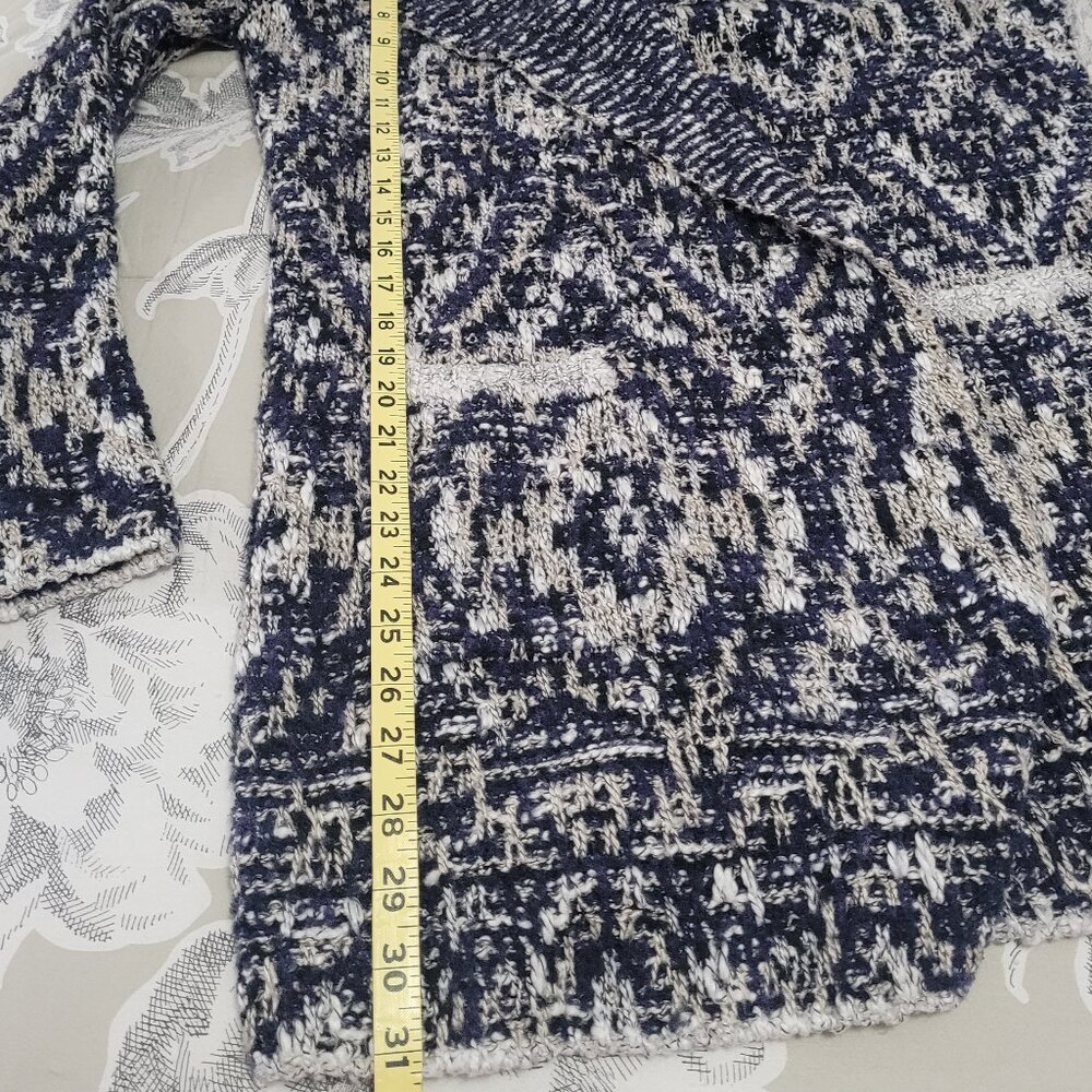 Lucky Brand Long Blue/Grey Open Cotton/Wool Blend Cardigan Size Medium EUC - Picture 7 of 7